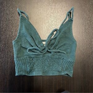 Urban Outfitters Green Tie Keyhole Tank